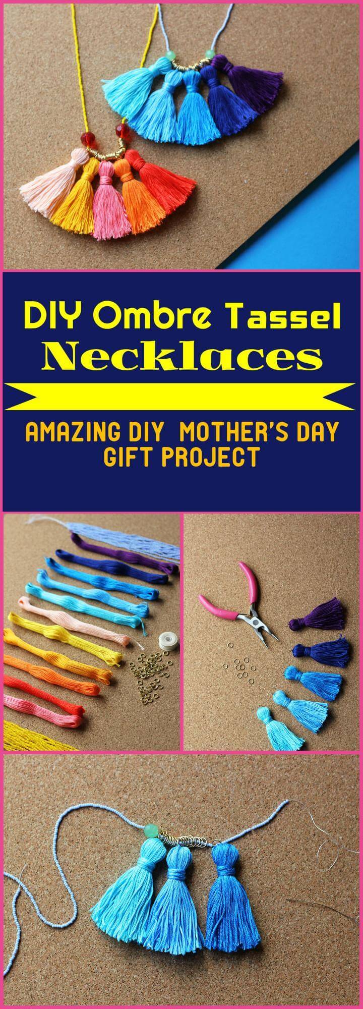 DIY handmade Ombre Tassel Necklaces